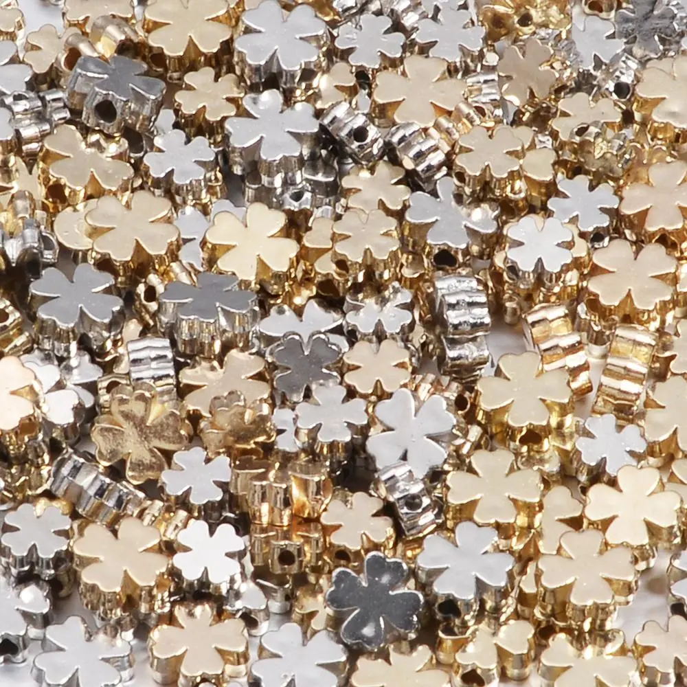 100-200pcs/Lot 6mm 8mm  Gold Color Four Leaf Clover CCB Beads For Jewelry Making Loose  Spacer Bead Diy Handmade Bracelet