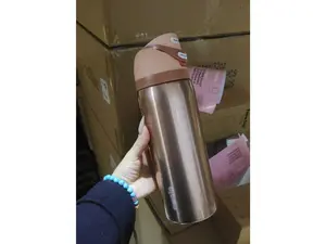 Solid color fruit cup, new model, dual-drink vacuum insulated water bottle, convenient for outdoor sports.