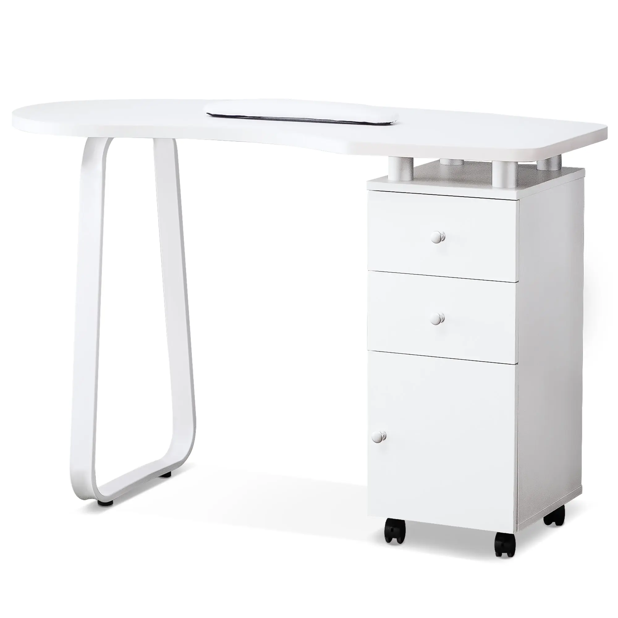 BarberPub Acetone-Resistant Ergonomic Salon Furniture Desk - Commercial Nail Art, Manicure & Beauty Spa Table with Storage Drawer, Functional Design (0422)