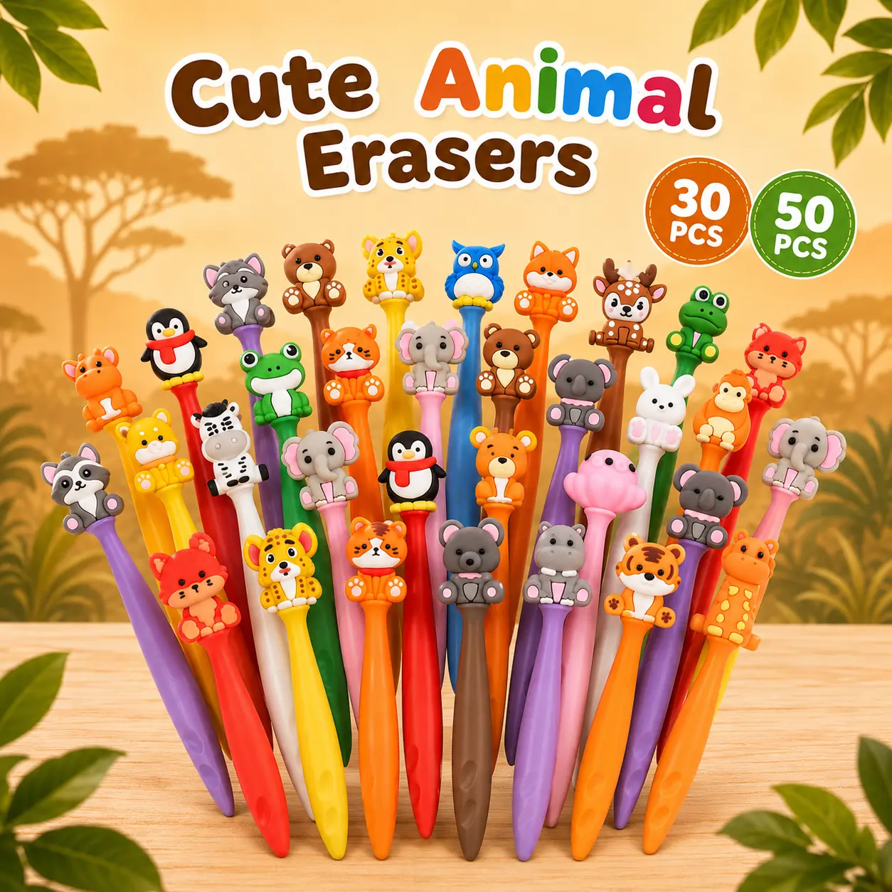 Cute Animal Bobblehead Erasers, Kawaii Shake Head Pencil Erasers, Fun Cartoon Erasers for School Supplies, Classroom Rewards, Birthday Gifts, Office Desk Decor pens
