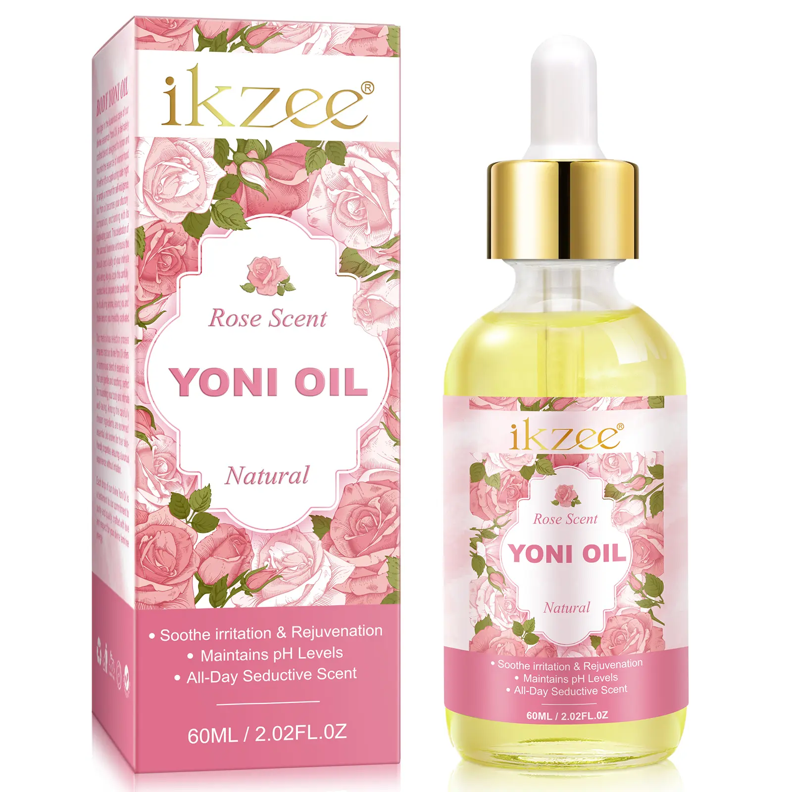 Ikzee Natural Yoni Oil - 60ml, Feminine Intimate Care for Odor Elimination and pH Balance