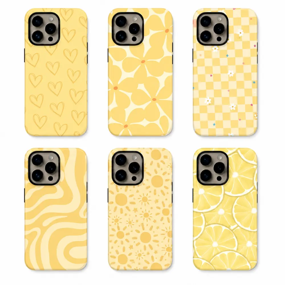 Aesthetic Yellow Phone Case - Cute Pastel Yellow Phone Holder Stand For Yellow Lovers - Shockproof & Stylish Protective Case - Cute Gift For Her.