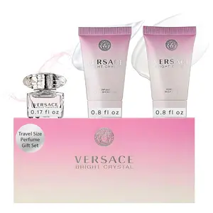 Versace Bright Crystal By Versace for Women 3 Pc Gift Set 5ml EDT Splash 2x25ml Shower Gel Body Lotion Travel Size Perfume Set
