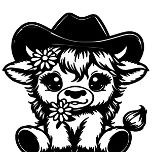 Woodland Cow with Flowers Decal Sticker for Car Tumbler Window and Laptop Easy Application Transfer Tape Included