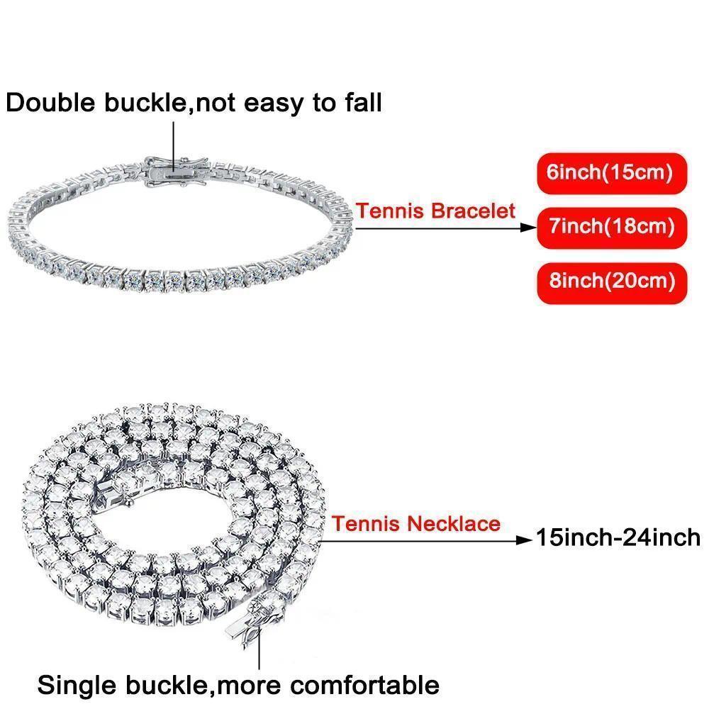 2.5-6.5mm Real Moissanite Tennis Necklace For Women Men D Color Lab Diamond S925 Silver Neck Chain Jewelry With GRA Certificate