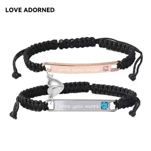 Adjustable Couple Bracelet Set, Heart Rate Bracelet, Fashion Bracelet for Couples, Daily Clothing Decor, Trendy All-match & Exquisite Jewelry for Birthday Love Gift, Heart Charm Bracelet