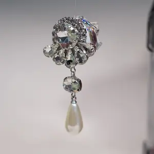 59 Elegant Crystal Flower Bead Charm with Teardrop Pendant | DIY Pen Topper & Phone Strap Accessory