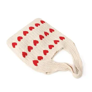 ‌Summer 2026 Trend: Heart Knit Tote Bag  Aesthetic Hippie Crochet Purse for Beach, Festival & Daily Use – Spacious & Lightweight