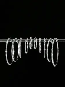 Rhinestone Decorated Hoop Earrings, Lightweight Chunky Hoops, Fashionable Statement Earrings for Women & Girls, Trendy Versatile All-match & Exquisite Jewelry for Birthday Gift