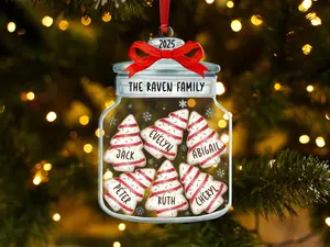 [XMAS GIFT] 2D Christmas Ornaments, Personalized Family Name Christmas Ornaments, Family Christmas Jar Ornament