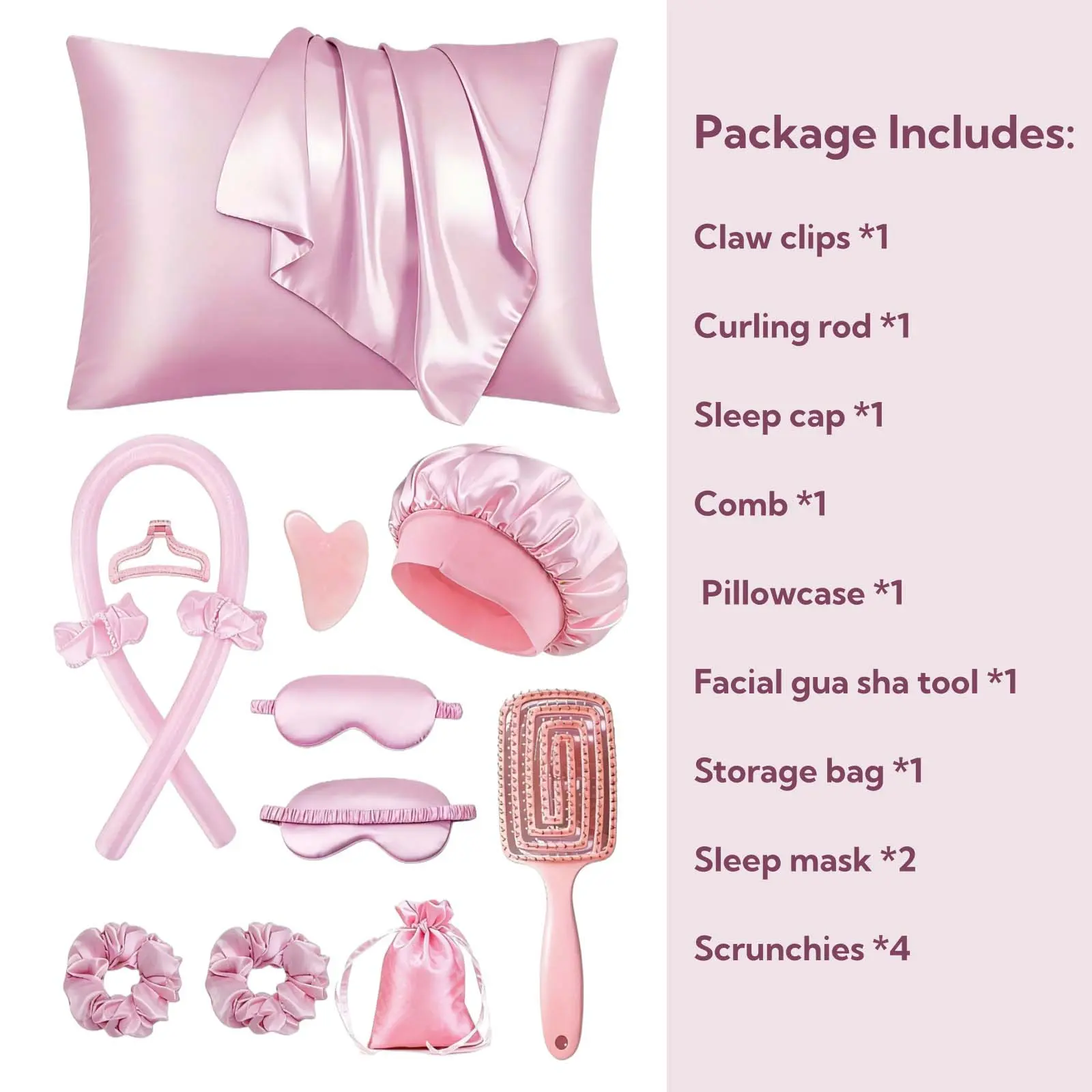 14Pcs Set Heatless Curls Overnight, Soft Hair Rollers for Women with Bonnet to Sleep In, No Heat Hair Curlers Set with Scrunchies and Clips, for Long and Medium Hair