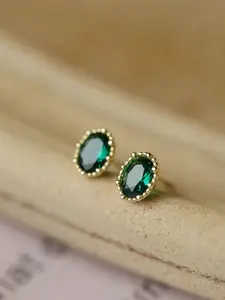 s925 sterling silver green Stud Earrings，Minimalist Simple Unique Earrings for galentine‘s party valentine’s day gift，fashion zirconia earrings，anniversary holiday jewelry，gift for women