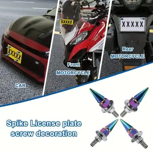 High-End License Plate Screws Set of 4, Universal Car Truck Motorcycle License Plate Bolt Accessories, Durable Fastening Parts, Automotive Accessories