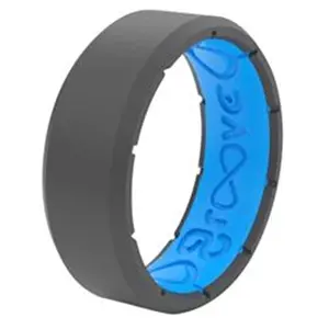 Groove Life Men's Size 10 Silicone-Based Rings - Circle Form, Deep Stone Gray, Water-Resistant Fashion Accessory Band (Model 6017265)