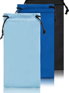 Soft Eyeglass Pouch 3 Pack - Pouch for glasses Microfiber Screen Cleaning Bag