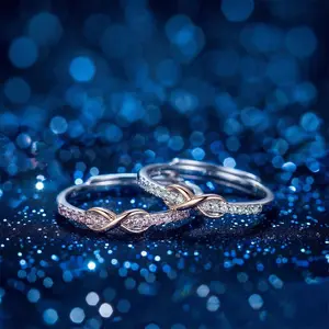 Forever Best Friends Pinky Ring Set White Gold Plated Infinity Bond Adjustable Colorfast Comfort Fit Friendship Rings