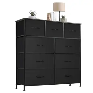 【Deal】Sweet Furniture S - Dresser for Bedroom with 9 Drawers, Fabric Dresser with Tall Chest of Drawers, Storage Organizer Unit with Fabric