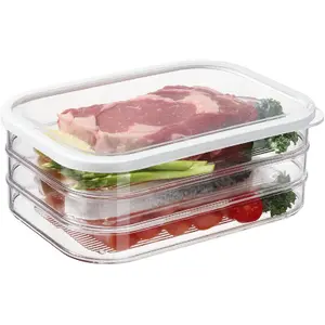 Stackable Deli Meat Storage, 3-Tier Lunch Meat Container for Fridge – Dishwasher Safe, Clear Cold Cuts & Cheese Organizer with Lid, Meal Prep Meat Storage Containers for Refrigerator