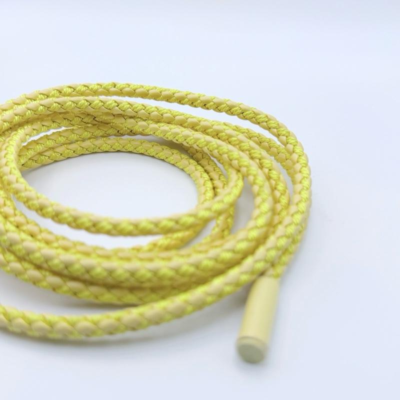 Tie-up Yellow Braided Rope belt in soft leather