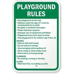 Playground Rules Safety Sign Tin Signs Caution Warning Sign Outdoor 8x12