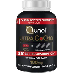 Qunol Ultra CoQ10 100mg 3X Better Absorption Patented Water and Fat Soluble Natural Supplement Form Coenzyme Q10 Antioxidant for Heart Health Packs Softgels, 60 Count