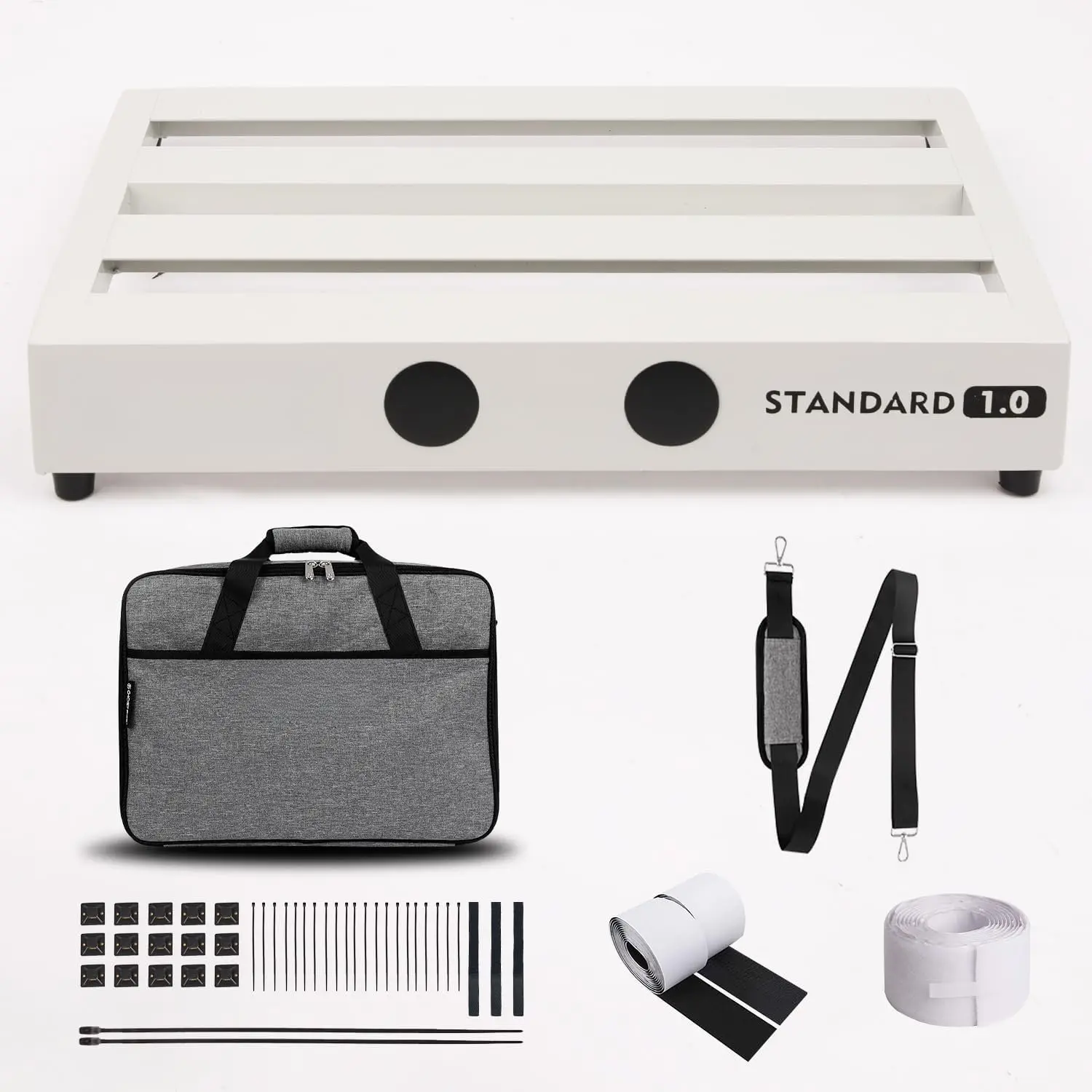 Ghost Fire Limited Edition Guitar Pedal Board  Alloy 2.6lb Effect Pedalboard 17"x12.5"x3 "with Carry Bag, V series (V-STANDARD 1.0 SILVERY)