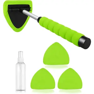 Extendable Handle Car Windshield Cleaner, Microfiber Window Cleaning Tool with 4 Washable Replacement Pads