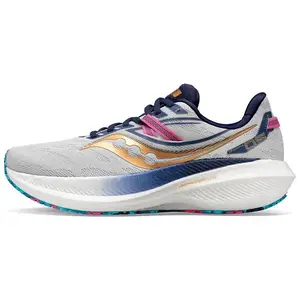 Saucony Triumph 20 Men's Low-Top Running Shoes for Urban Commuting with Comfort, Cushioning, Durability, Breathability, and Rebound in Gray-Blue-Gold