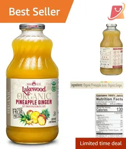 Organic Pineapple Ginger Juice 32 Fl Oz Fresh Natural Unisex Boost