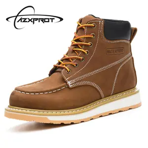 AZXPROT Men's 6" Wedge Sole Waterproof Leather Boots - Comfortable, Non-Slip, Lightweight, Durable, Rugged, Breathable, Soft Cushioned Guys Boot for Walking, Street Wear, Winter - D Letter Patched Walking Shoes