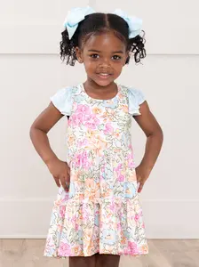 Flutter Sleeve Tiered Ruffle Dress - Wildflower Doodles