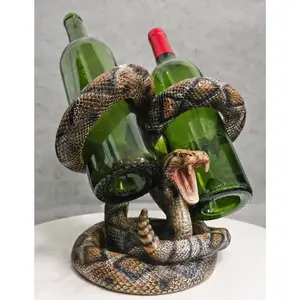 Rustic Western Coiled Diamondback Rattlesnake Snake Double Wine Bottles Holder