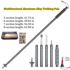 Multifunctional Tactical Trekking Pole | Collapsible Hiking Stick with Multi-Tool Spoon, Tool Card & Whistle for Camping, Hiking & Backpacking