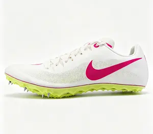 Nike JA Fly 4 Track and Field Spikes for Men – Low-Top Training Running Shoes in White and Pink Verifiable, with credentials and supporting global authentication