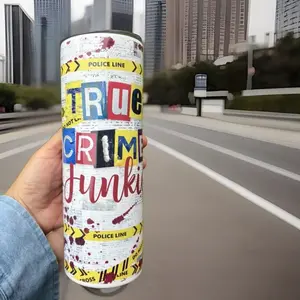 True Crime Junkie Halloween Crime Tumbler 20oz skinny