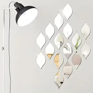 Reflective Acrylic Water Drop Mirror Stickers, Self-Design Wall Art Decals, Removable Decorative Tiles for Living Room Bathroom Office Decoration