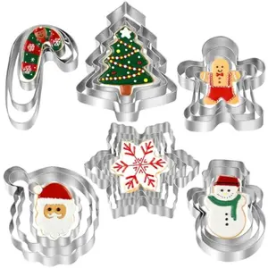Christmas Cookie Cutters 18 Pcs Holiday Cookie Cutter Set Featuring Santa Face Christmas Tree Snowflake Gingerbread Men Snowman