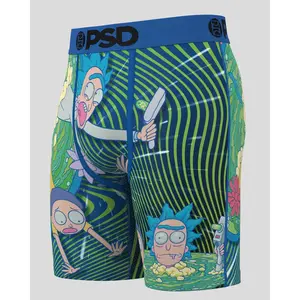 PSD Mens Rick and Morty - Portal Haze Boxer Brief - Standard Length 7 Inch Inseam, Soft and Breathable Poly Blend Fabric