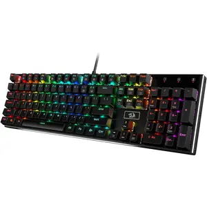 Redragon K556 RGB LED Backlit Wired Mechanical Gaming Keyboard, 104 Keys Hot-Swap Mechanical Keyboard w/Aluminum Base, Upgraded Socket and Noise Absorbing Foams