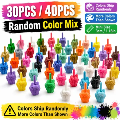 Unisex Small Plastic Middle Finger Gag Toy Set - Quirky Gifts, Bold Colors/Multiple Packs, 30/40 Pcs Pranks Jokes Props, Party Bag Supplies for Home & Festive Parties