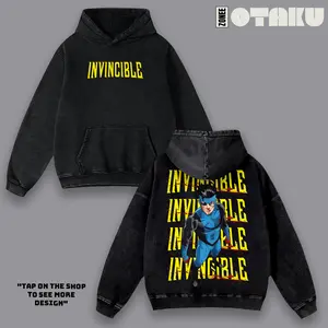 Invincible Mark Grayson Comic Superhero Action Animation Y2K Aesthetic Double Printed Graphic Vintage Wash T-Shirt Unisex Bootleg Tee Hoodie Sweatshirt