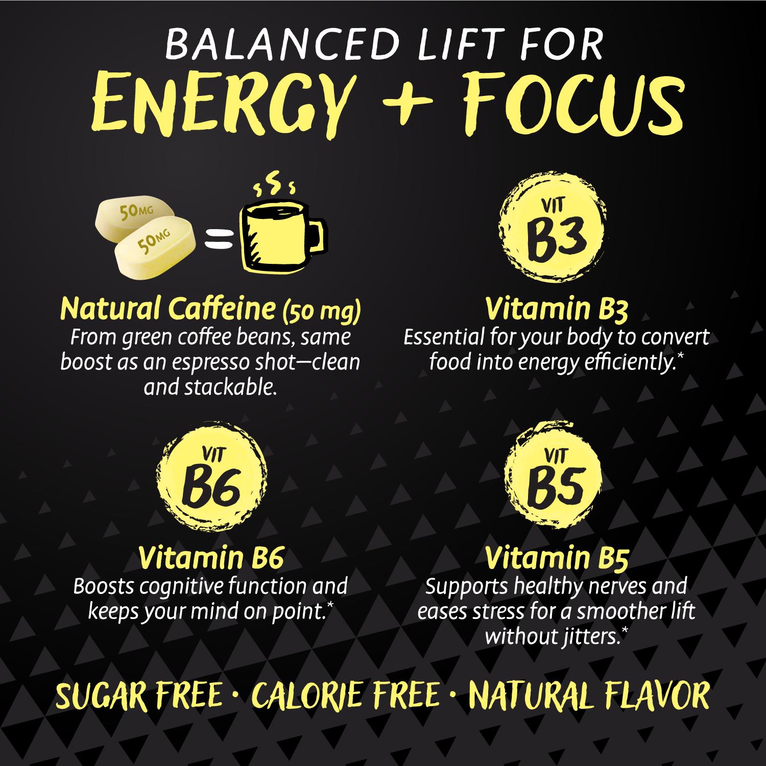 HealthA2Z PerkUp Energy Booster - Melt-in-mouth Cubes with 50 mg Natural Caffeine & B Vitamins for Energy, Focus & Productivity | A Clean & Healthy Alternative to Coffee & Energy Drinks, No Jitters or Crash