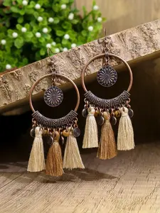 1pair vintage round & tassel Drop Earrings Jewelry
