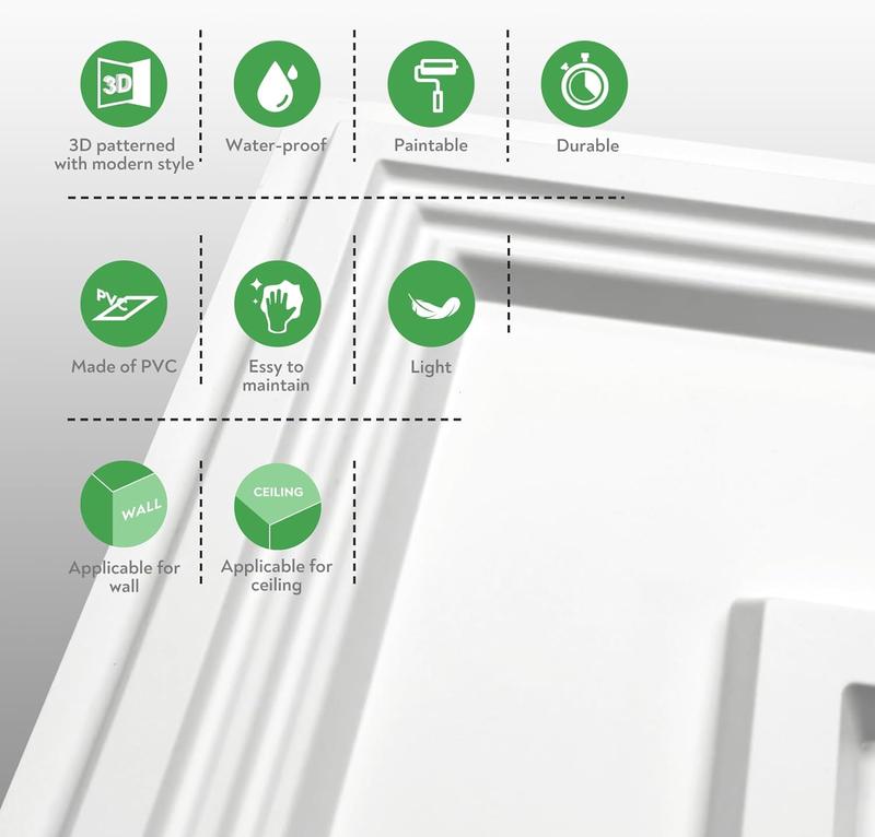 STICKGOO Black Drop Ceiling Tiles 2ft x 2ft, Glue Up Ceiling Panels, Waterproof, Premium PVC to Prevent Breakage, 12 Pack Cover 48 Sq. Ft Easy Installation Multipurpose STICKGOO Black Drop Ceiling Tiles 2ft x 2ft, Glue Up Ceiling Panels, Waterproof, Premium PVC to Prevent Breakage, 12 Pack Cover 48 Sq. Ft Easy Installation Multipurpose