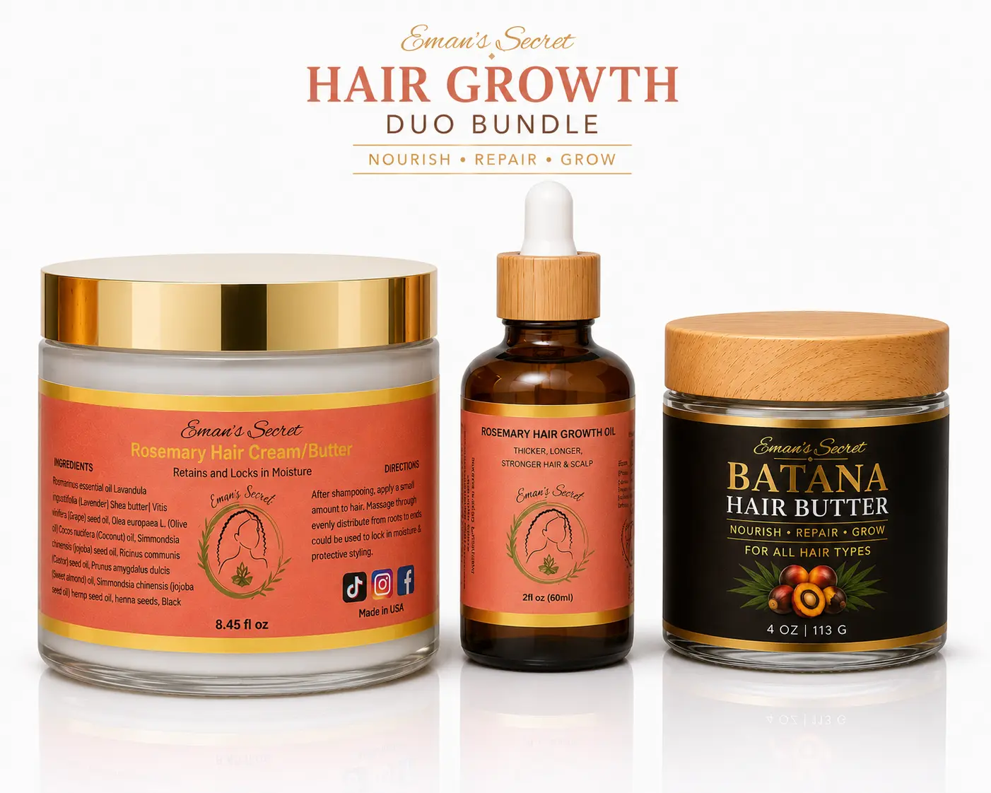batana Butter, Hair cream and Ayruvedic  hair growth oil
