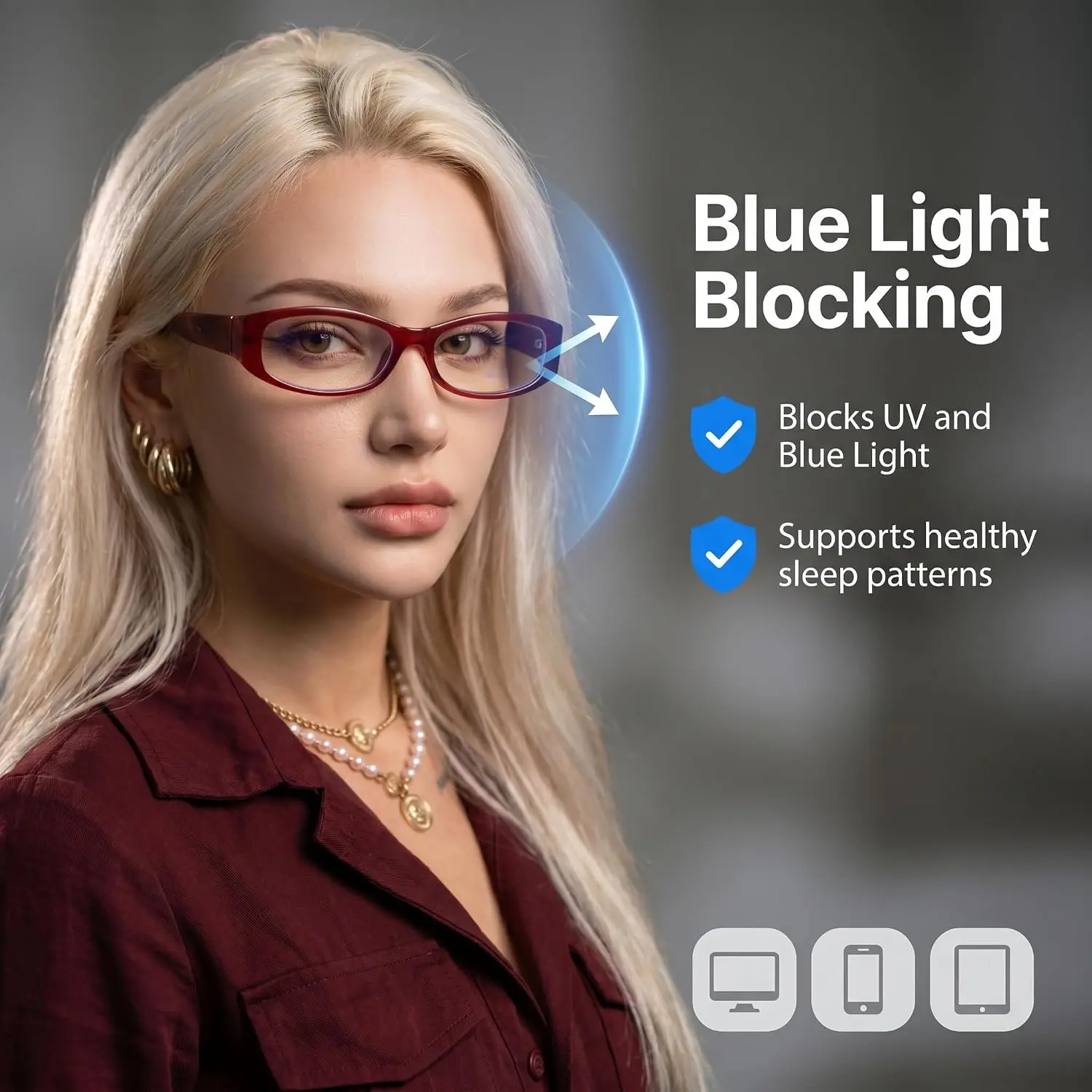 Opti-Craft Women's Y2K Retro Narrow Small Rectangle Glasses - Lightweight Slim-Frame Non-Prescription Eyewear, UV400 Blue Light Blocking Streetwear Fashion Accessory