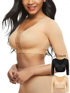 Luxe Curve 1 Count Sports Bras for Women, Workout Bras, Arm Sleeves Tops for Women Front Closure Bra Shapewear Corrector Upper Shaper Tee, Women Gathering Yoga Bra, Shapewear Underwear with 3-Row Hooks, Suitable for Daily and Outing