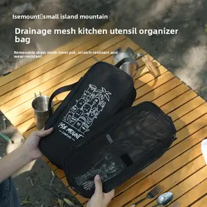 ISE MOUNT Outdoor camping kitchen utensils storage bag Removable drain net liner One pack Dual-purpose tableware storage bag