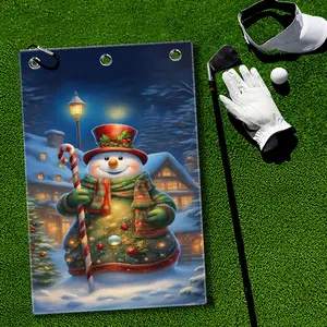 Snowman Holiday Golf Towel Quick-Dry Golf Towels Accessory with Hooks Premium and Durable Polyester Golf Towels for Golf Bags Ideal for Men & Women Golfers Dad Boyfriend Husband - Great Gift for Christmas Winter Birthdays Golf Accessories