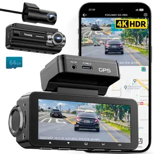 Focuway D2-DUO [Full Set] 4K Dual Dash Cam with Voice Control | 3.39" IPS Screen, 5G WiFi GPS, Type-C Power | 24H Parking Monitor [Free 64GB SD Card]